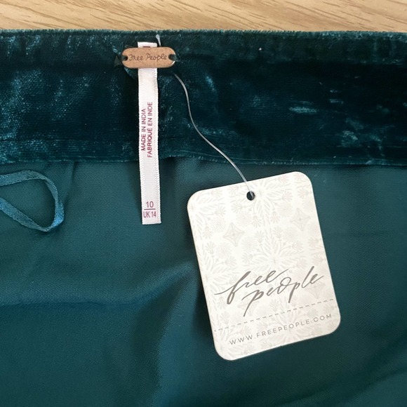 Free People Annalise Velvet Skirt Womens 10 Green Deep Teal Mini Jewel Tone NYE - Picture 4 of 9